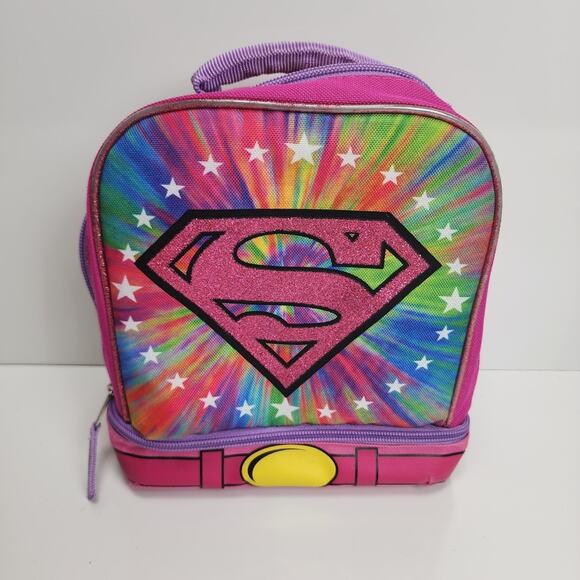 Pink Warner Brothers DC Superhero Girls Drop Bottom Insulated Lunchbox - Picture 1 of 12